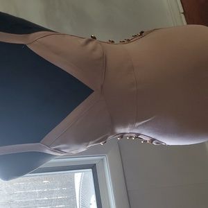 Light lavender cocktail bandage dress.